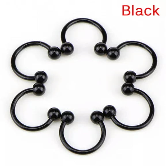 GKNET 10PCS Stainless Steel Horseshoe Bar Lip Nose Septum Ear Ring Stud Piercing Se-Black-10mm