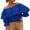C-Blue579, variant on Womens Off Shoulder Summer Top 3/4 Sleeve Ruffle Work Dressy Blouses Casual Solid Color Beach Vacation Clothes Versatile Tops