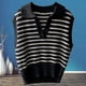 thumbnail image 2 of Women's Sweater Vest Jumper Knit Knitted Striped Shirt Collar Stylish Casual Holiday Going Out Fall Winter Black Beige One-size / Sleeveless / Regular, 2 of 3