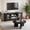 Black TV Stand + Fluted Legs Coffee Table, variant on 58" TV Stand and Inclined Leg Coffee Table Set, Farmhouse Living Room Furniture Set with Storage Shelves, Coffee Table with Thick Top,Black
