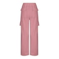thumbnail image 6 of Gpaecead 2024 Womens Cargo Pants Wide Leg Baggy High Cut Pull On Elastic Waist Stretch Loose Pants with Pocket 90S Outfit Pink, 6 of 8