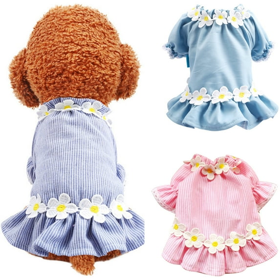 SPRING PARK Spring Summer Dog Dresses Dog Princess Skirt ,Cute Dog Skirt,Flower Design Two-legged Pet Dress for Small Dog Girl