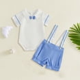 thumbnail image 2 of Baby Outfits Boy Boys Simple Casual Set Short Sleeved Shirt Adjustable Suspenders Shorts Breathable Comfortable Daily Wear, 2 of 4