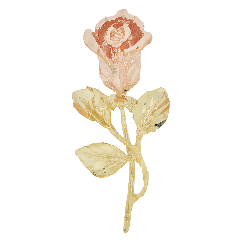 Stem Rose Flower Pendant Charm 16mm 