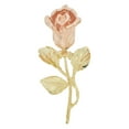 thumbnail image 1 of 14k Yellow and Rose Gold, Long Stem Rose Flower Pendant Charm 16mm with 20" Dainty Neck Chain, 1 of 7