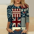 thumbnail image 2 of Union Jack Flag Shirts for Womens Fashion UK United Kingdom Flag Tshirts Great Britain British Women Girl T-Shirt 3/4 Sleeve Summer Tops Casual Dressy Tunic Round Neck Tee Going Out Blouse, 2 of 5