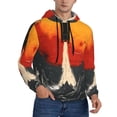 thumbnail image 2 of Balery Retro Space Rocket Launch Pattern Mens Hoodie Kangaroo Pocket Hoodie Pullover Hooded Sweatshirt Ideal for Daily Wear Travel and Home-Medium, 2 of 7