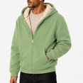 thumbnail image 2 of Mens Winter Coat Zip Up Long Sleeve Hooded Casual Outerwear Sherpa Fleece Lined Thick Oversized Soft Fall Fashion Jacket with Pockets Mint Green 4XL, 2 of 6