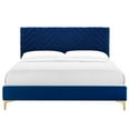 thumbnail image 3 of Modway Leah Chevron Tufted Performance Velvet Queen Platform Bed in Navy, 3 of 8