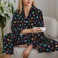 thumbnail image 6 of Yiaed Multi-Colored Stars Print Pajamas Women's Long Sleeve Sleepwear Soft Button Down Loungewear Pjs Lounge Set Nightwear Womens Pajama Pants-X-Large, 6 of 7