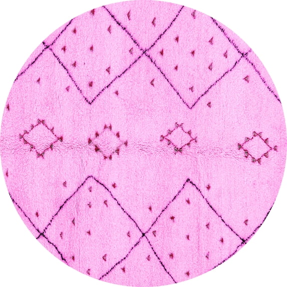 Ahgly Company Indoor Round Solid Pink Modern Area Rugs, 6' Round