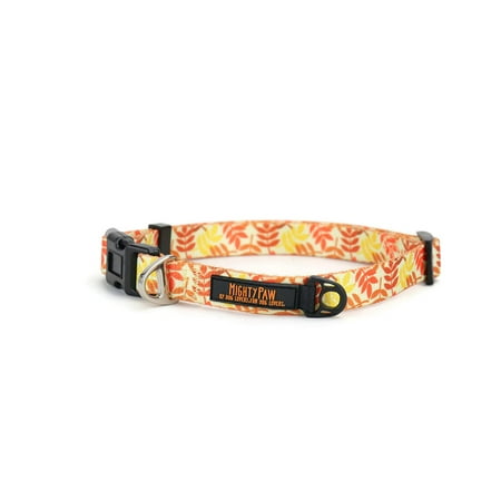 Festive Patterns - Mighty Paw Thanksgiving Dog Collar, Special Festive Printed Pattern, Durable Polyester Webbing (Large)