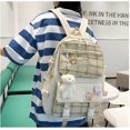 thumbnail image 4 of Tool Bag Preppy Green School Backpack with Lunch Box, 5 Piece Cute Canvas Backpack Set, Plaid Aesthetic Laptop Bag, with Cute Pendant, 4 of 4