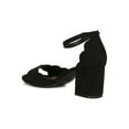 thumbnail image 3 of Women Faux Suede Scallop Edge Open Toe Low Chunky Heel Sandal 18883, 3 of 6