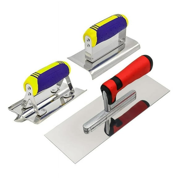 Concrete Tool Set 3 Piece Stainless Steel Flat Handle Spade Cement Kit Masonry Building Craft Kit