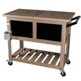 thumbnail image 1 of Permasteel 80 Qt Outdoor Bar Cart Patio Cooler – Wood Grain Design with Shelf, 1 of 5