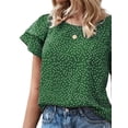 thumbnail image 3 of FASHIONWT Women Pullover Crewneck Ruffles Short Sleeve Summer Polka Dot Party T-Shirt, 3 of 3