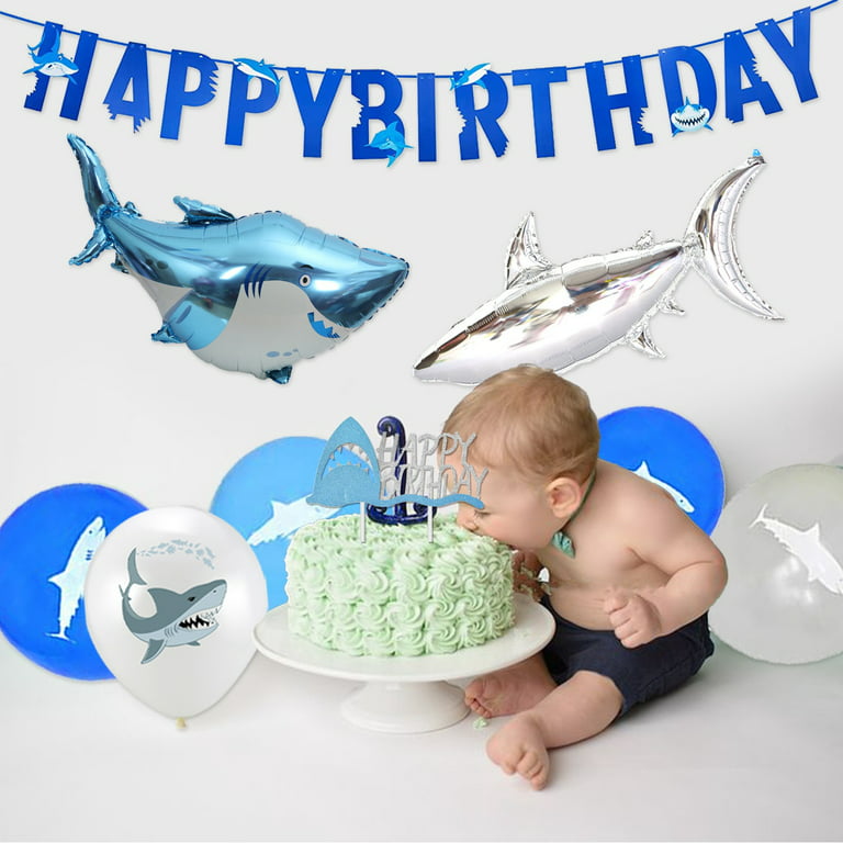  Shark Birthday Party Decorations,73 pcs Shark Theme Birthday Party  Supplies for Kids,Boys Include Shark Balloons,Shark Birthday Banner,Shark  Cake Topper for Ocean Theme Birthday Party : Toys & Games
