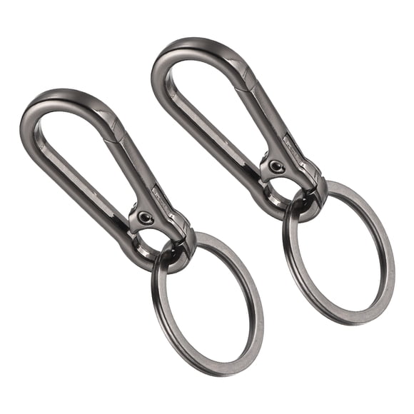 Uxcell Metal Keychains Keyring Hook Clip Key Rings, Zinc Alloy Key Chain Holder Organizer for Men & Women Home Car Keys Black