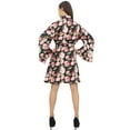 thumbnail image 4 of Bimba Women's White Digital Printing Kimono Robe Rayon Short Bridal Belt Robe-26, 4 of 5