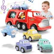 JoyStone 5 in 1 Carrier Truck Transport Car Toys with Light and Sound, Pull Back Cars & Airplane,… — $20.98 (40% off)