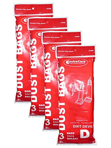 Type D Disposable Vacuum Cleaner Bags Compatible Royal Dirt Devil 2 Packs 4 BAGS 
