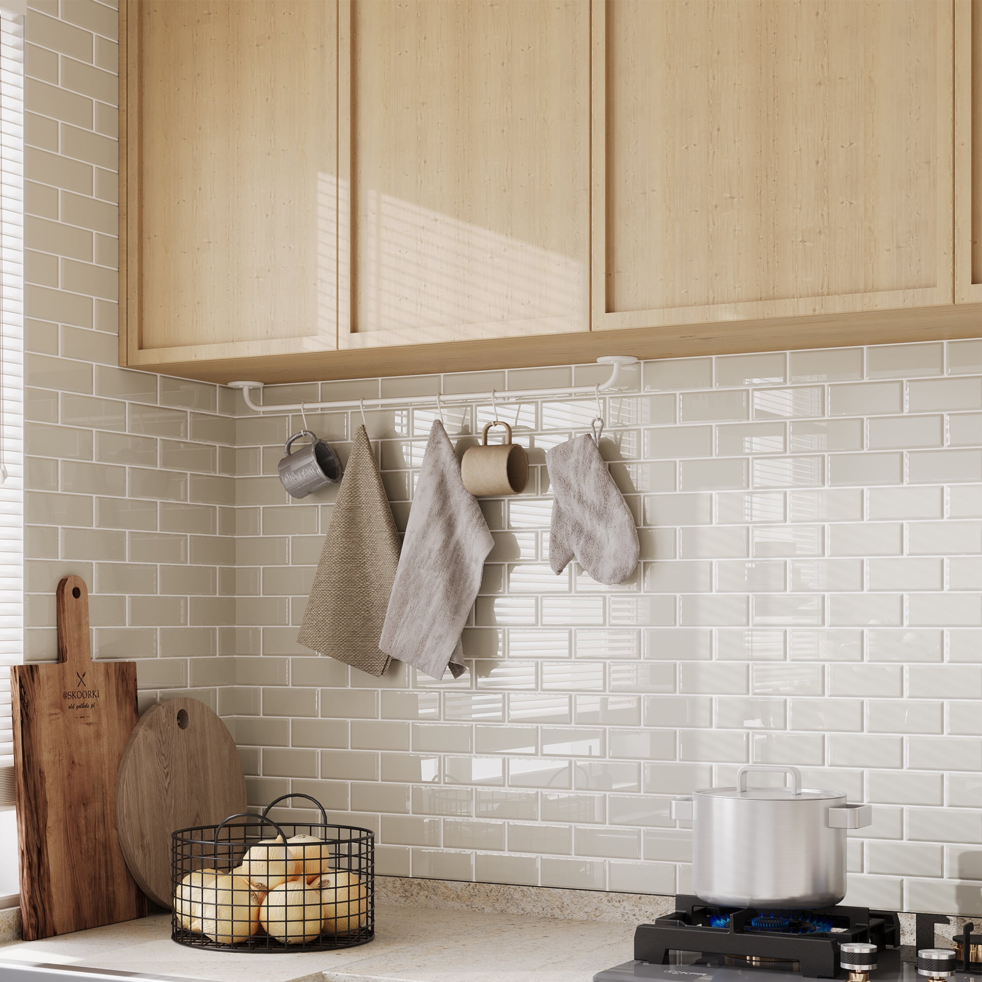 VANCORE 10-Pack 12" X 12"Peel and Stick Backsplash Wall Tiles Stickers for Kitchen Bathroom, Beige