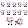 thumbnail image 1 of 10 Pcs 30mm - Glass Cupboard Crystal Shape Pull Handle - Pink, 1 of 5