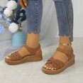 thumbnail image 6 of Womens Sandals Comfortable Oofos Slippers for Women Women's Fashion Casual Spring And Summer Comfortable Solid Color Round Toe Open Toe One-Line Buckle Wedge Heel Thick-Soled Sandals Brown, 6 of 6