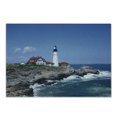 thumbnail image 1 of Landscape Cutting Board, Marine Themed Photo with Lighthouse on Rocks and Wavy Sea Calm Sky Panorama, Decorative Tempered Glass Cutting and Serving Board, in 3 Sizes, by Ambesonne, 1 of 2