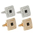 thumbnail image 1 of HLONK 2 Pairs Square Rhinestones Cufflink Nails Men‘s Shirt Button Trendy Jewelry, 1 of 6