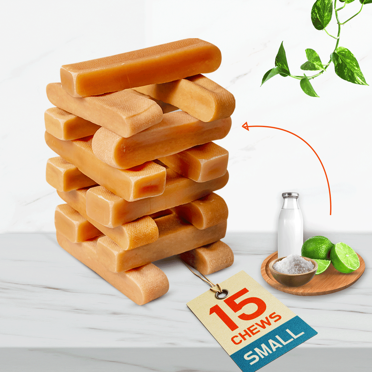 Tibetan Dog Chew Yak Cheese Himalayan  Treats for Small Dogs, Natural Long-Lasting Chews, 15 Sticks