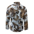 thumbnail image 4 of Women`s Spring Summer Casual Retro Individually Button Tape Printing Long Sleeve Polyester Blouse(Beige,XL), 4 of 5