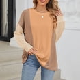 thumbnail image 2 of Diufon Womens Knit Blouses Casual Round Neck Long Sleeve Tees Color Block Pullover Tops, 2 of 7