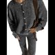 thumbnail image 1 of Suéteres Tipo Cárdigan con Botones para Mujer, de Larga, Cuello Redondo, de Punto Suave y Holgado, para Otoño. Gris Oscuro L, 1 of 8