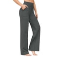 thumbnail image 2 of Pantalones Pierna para Mujer Pantalones Yoga Cintura Alta con Bolsillos Pantalones Deportivos Holgados y Elásticos para Trabajo o para Estar Cómoda en Casa Gris Oscuro M, 2 of 7