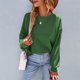 thumbnail image 2 of Camisa de jersey con cuello redondo y manga larga con hombros caídos para mujer para otoño e invierno, 2 of 8