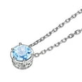 thumbnail image 2 of 1 pc Rhodium Plated 925 Sterling Silver Rhinestone Pendant Necklace Platinum Aquamarine 18.5 inch, 2 of 4