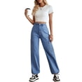 thumbnail image 6 of Eddoyee Womens High Waist Cargo Wide Leg Denim Pants Stretch Casual Jeans S-XXL, 6 of 6