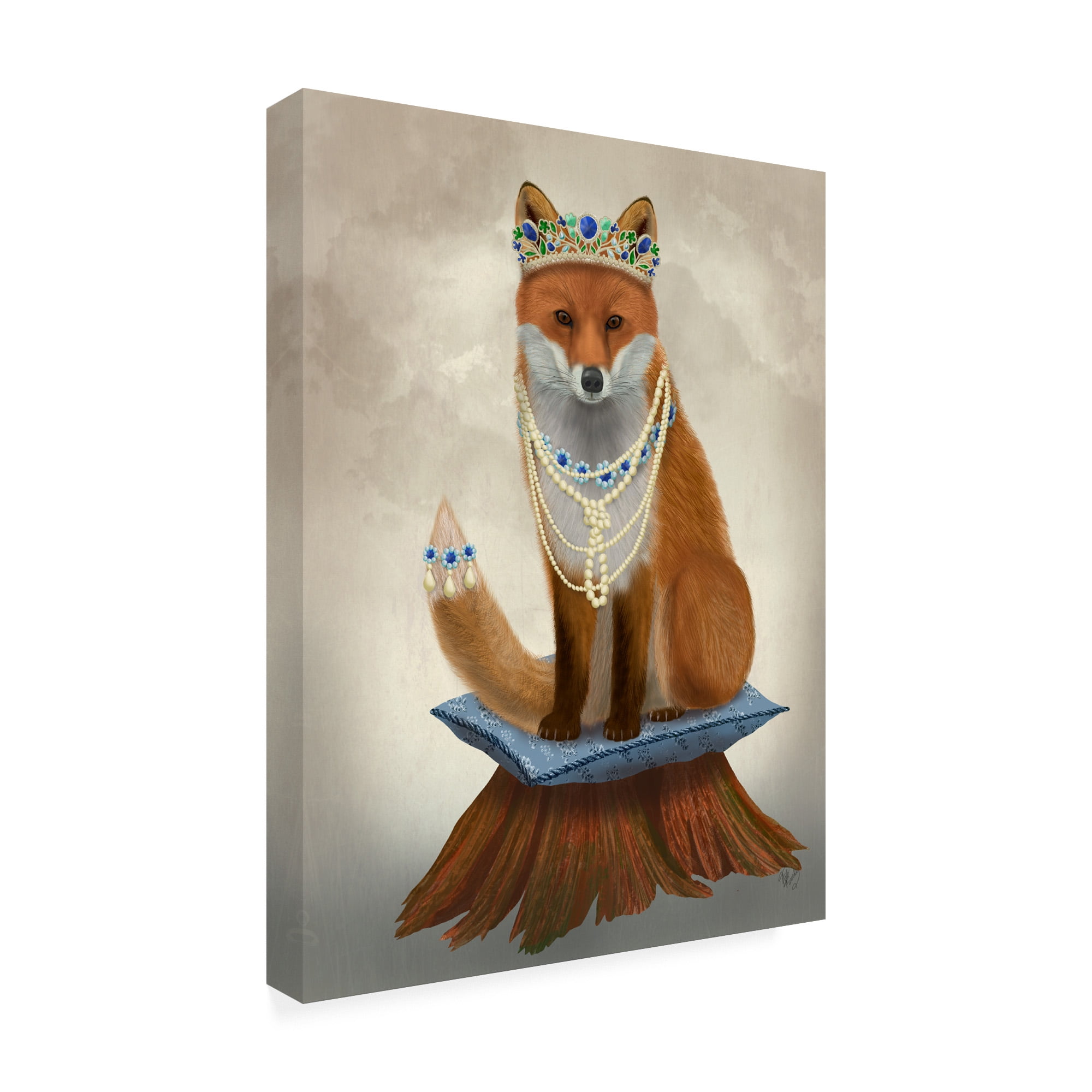 Trademark Fine Art 'Fox with Tiara, Full' Canvas Art by Fab Funky