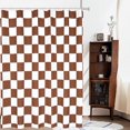 thumbnail image 1 of Aesthetic Checkerboard Grid Pattern Shower Curtain, White Coffee Brown Modern Shower Curtain Sets Decoration 71x71 Inch with plastic hooks, 1 of 6