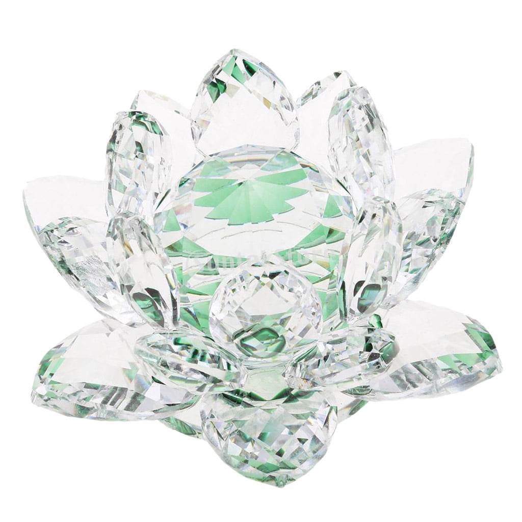 Large Crystal Lotus Flower with Gift Box 4 Inch Feng Shui Home Decor Clear 