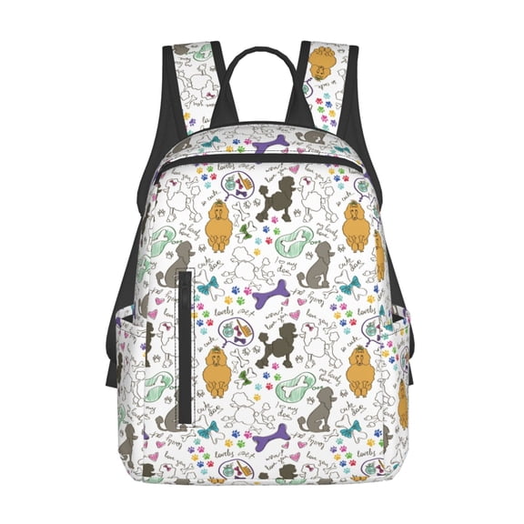 Defioc Colorful Poodle Dog Pattern Travel Laptop Backpack,Lightweight Backpack Travel Hiking Daypack Backpack Work Bag for Men Women