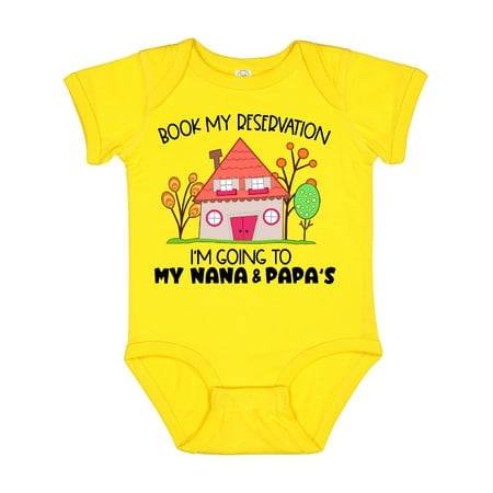 

Inktastic Book My Reservation! I m Going to My Nana and Papa s- House Gift Baby Boy or Baby Girl Bodysuit