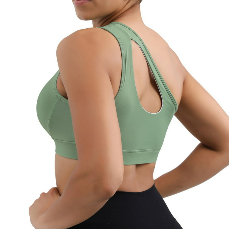 Valcatch Womens One Shoulder Sports Bra Longline Padded Workout Crop Tank  Tops Fitness Yoga Asymmetrical Top 