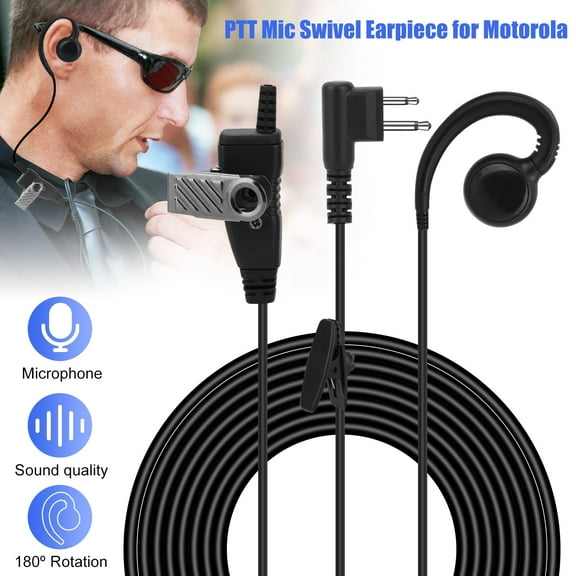 Walkie Talkie Earpiece, DISEN Noise Canceling Headset 2 Pin Acoustic Tube Earpiece with Mic PTT, Two Way Radio Earpiece Compatible with Motorola CLS1410 CLS1110 CP200 GP2000 T600 T800 Radio(2/1Pcs)