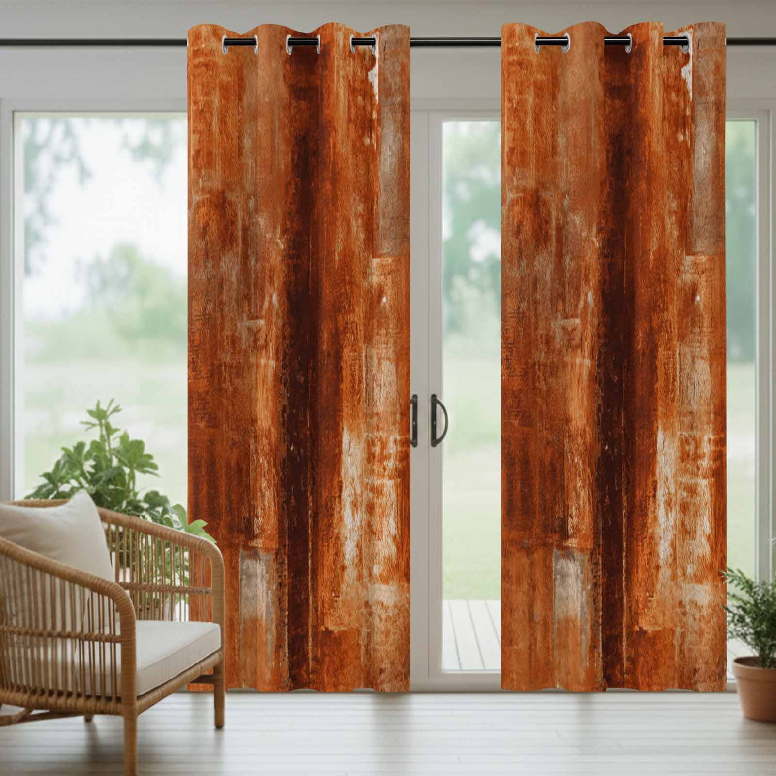 Burnt Orange Outdoor Curtains for Patio Waterproof,Windproof Privacy Curtains with Weighted Bottom,Retro Oil Painting Modern Abstract Art Aesthetics Outside Drapes for Picnic Garage 54"x108" 2 Panel
