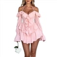 thumbnail image 2 of Vestido Midi para Mujer, Disfraz de Halloween, con Hombros Descubiertos, Estilo Hada Mariposa, para Fiesta de Cosplay, con Pañuelo Rosa M, 2 of 8