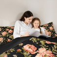 thumbnail image 5 of Homewish Retro Floral Full Size Comforter Sets,Natural Plant Bedding Comforter Set,Pink Black Bedding Sets For Kids,Ultra Soft Home Decor Reversible,3 Pieces, 5 of 8