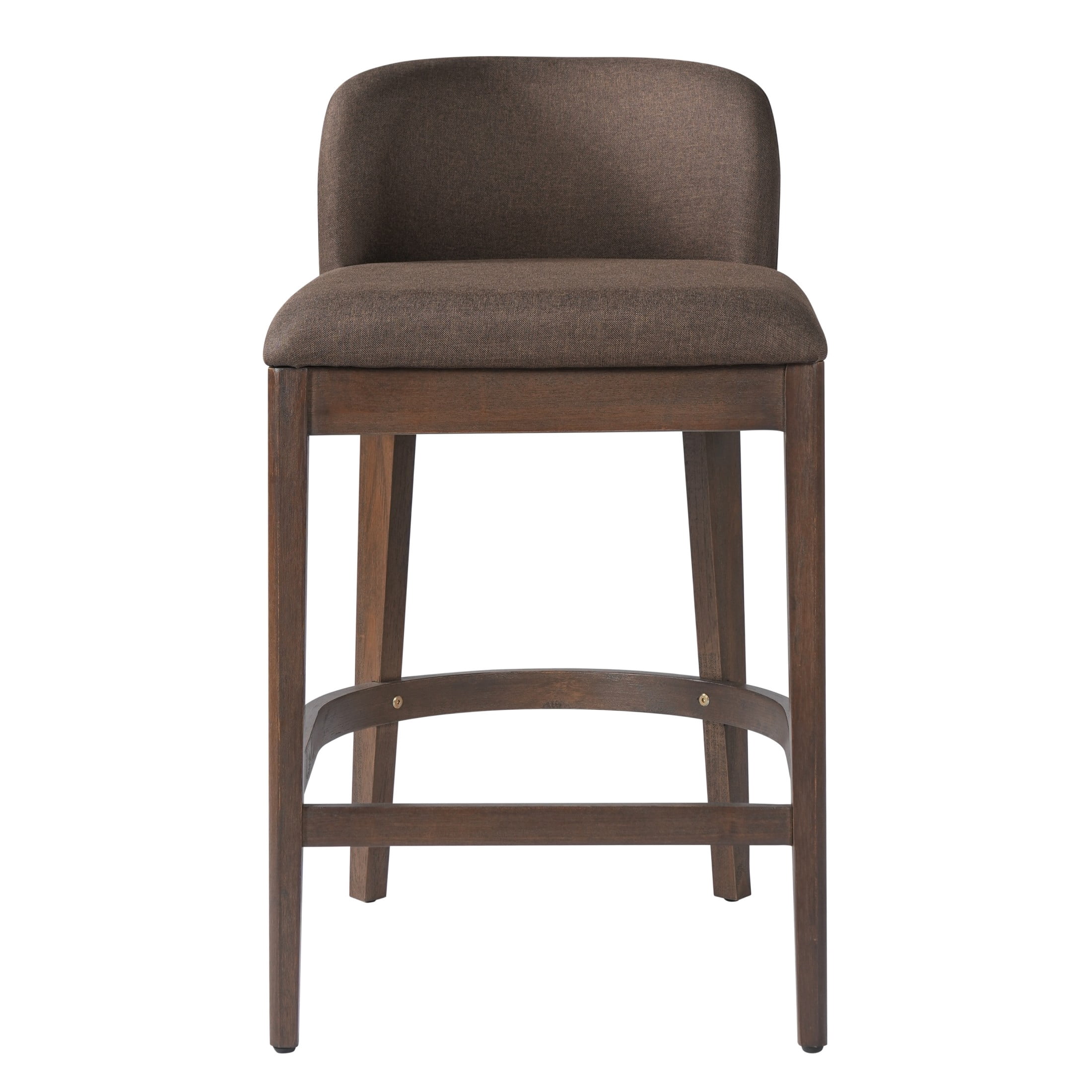 Christopher Knight Home 33"H Wooden Taupe Upholstered Counter Stools with Curved Seat, Walnut Finish, Set of 2